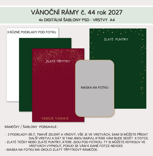 Vánoční rámy č. 44 - digitální šablony PSD 2027 — foto 2