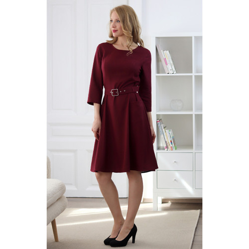 Romy - lnené princesové šaty, vínové — foto 5