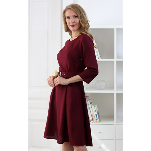 Romy - lnené princesové šaty, vínové — foto 3