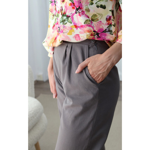 Maxine - kalhoty, len/viskóza, šedé — foto 5