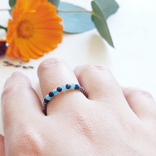 Minerálový prstýnek | lapis lazuli a amazonit — foto 6