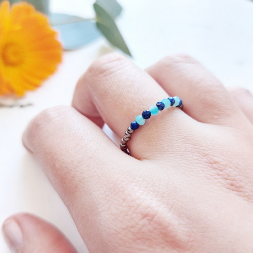 Minerálový prstýnek | lapis lazuli a amazonit — foto 3