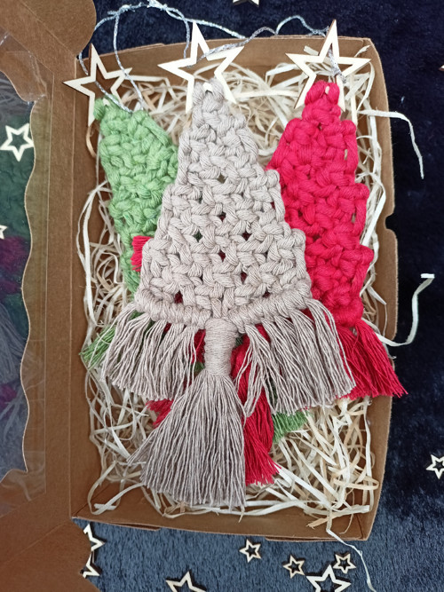 Sada 3 macramé stromečků v dárkové krabičce č.3 — foto 3