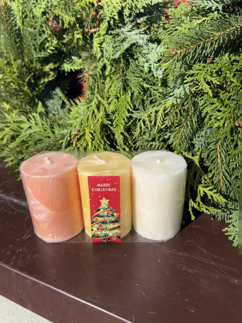 Palmové svíčky 3ks ø5,6 ↑8cm - 2 + 1zdarma — foto 2