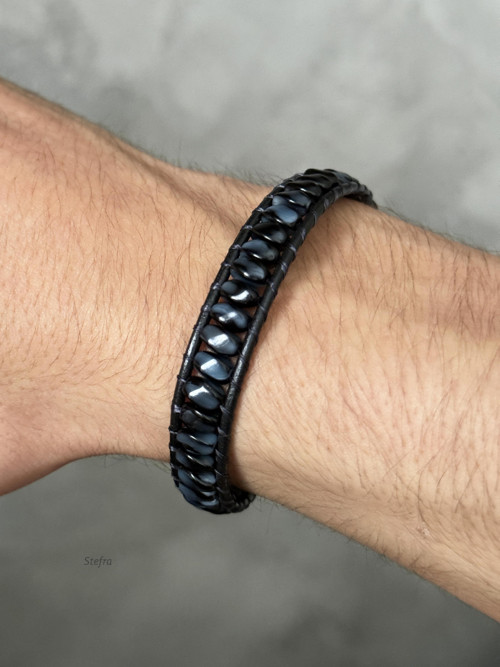 Kožený wrap náramek - Soft shadow 2 — foto 2
