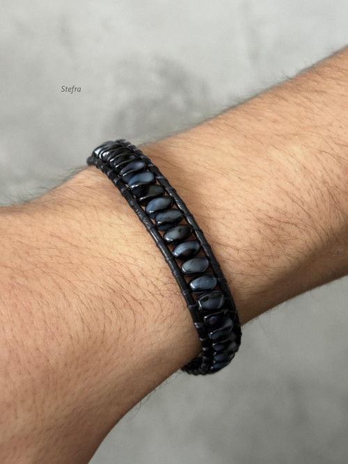 Kožený wrap náramek - Soft shadow 2 — foto 5