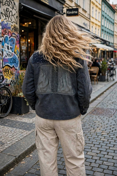 ÁNTRÉ- Washed bunda oversize /šedá trucker M/L — foto 4