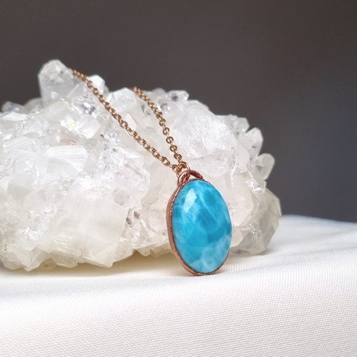 Larimar- náhrdelník s top larimarem — foto 5