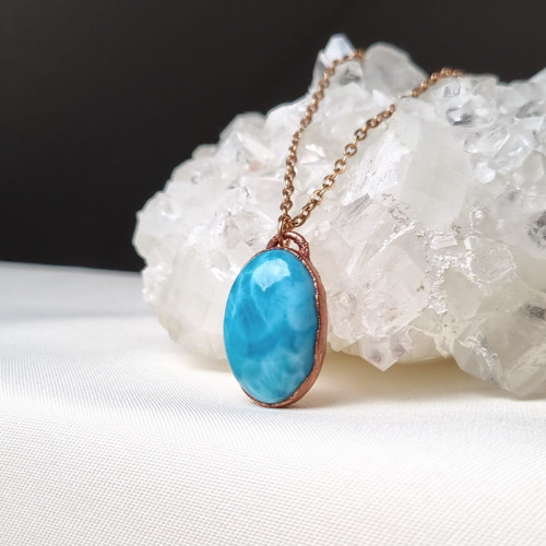 Larimar- náhrdelník s top larimarem — foto 2