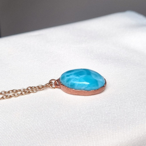 Larimar- náhrdelník s top larimarem — foto 4