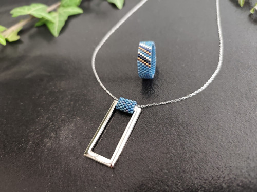 Náhrdelník černý antracit & denim blue — foto 4
