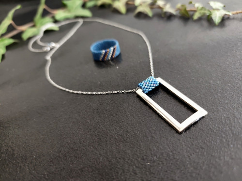 Náhrdelník černý antracit & denim blue — foto 2