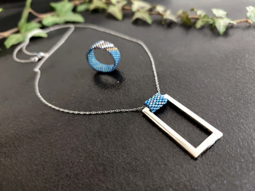 Náhrdelník černý antracit & denim blue — foto 3
