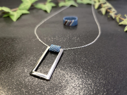 Náhrdelník černý antracit & denim blue — foto 5