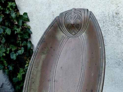 Secesní starožitná kovová mísa — foto 4