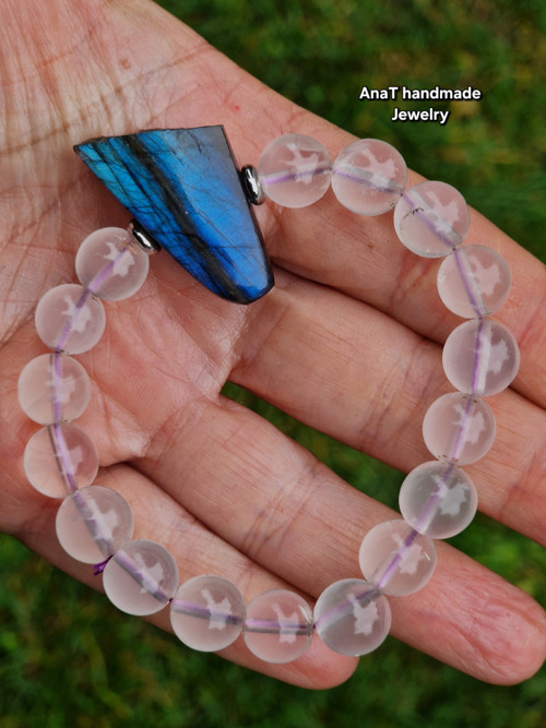 Náramek s labradoritem , chalcedonem — foto 4