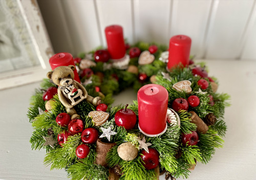 Adventní věnec s medvídkem — foto 6