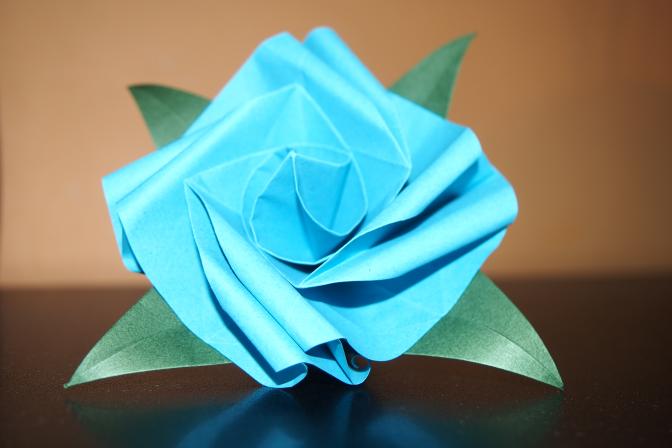origami-ruze-modra