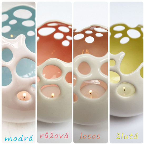 barevné varianty porcelánového svícnu