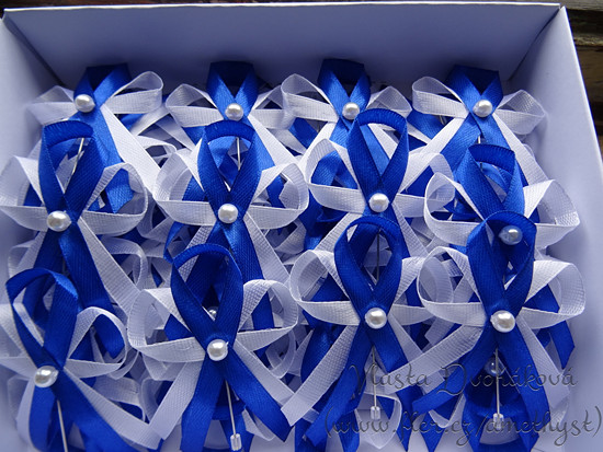 bílo-modré vývazky