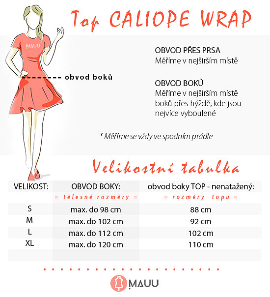 Velikostí tabulka top Caliope Wrap