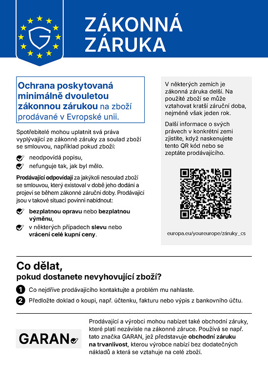 Harmonizované oznámení o zákonné záruce
