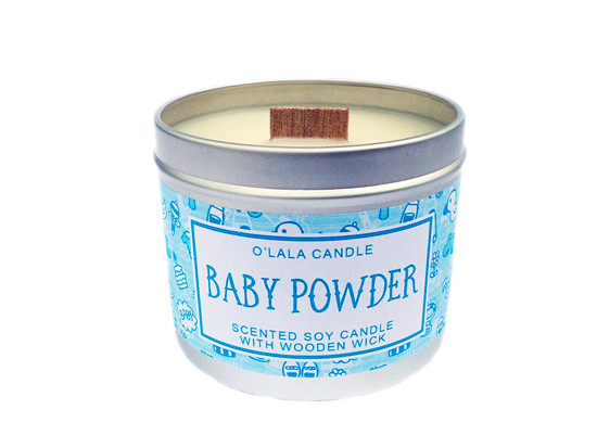 Baby Powder - Sójová svíčka s dřevěným knotem O'lala Candle