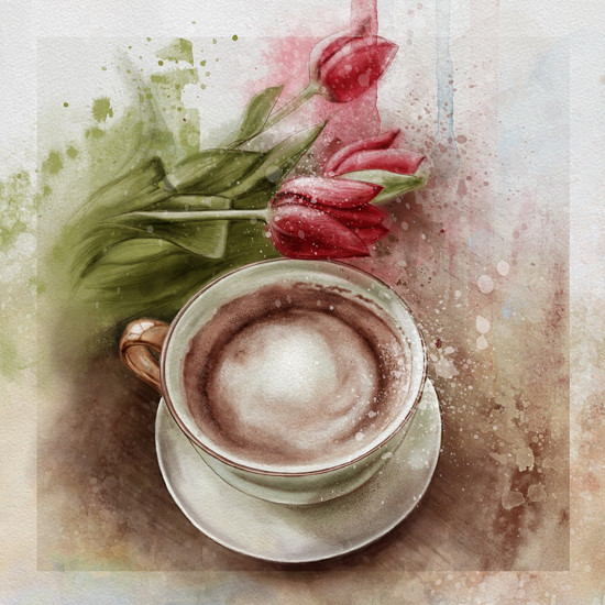 Cappuccino s tulipány